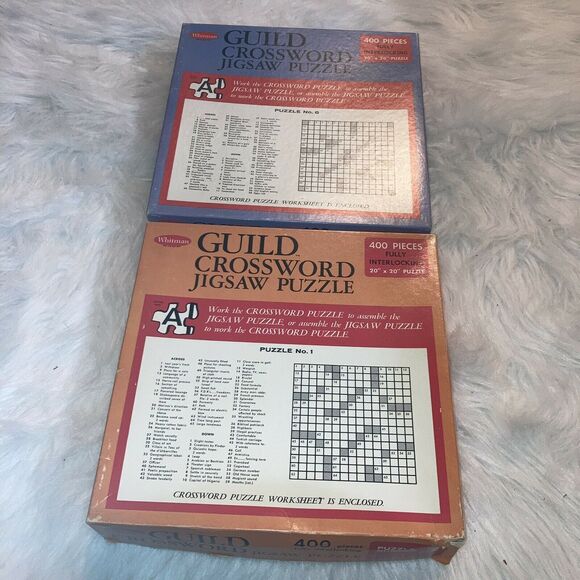 Whitman Guild Crossword Jigsaw Puzzles Vintage 400 pieces #1 & #6 Lot of 2 Games - Picture 2 of 8